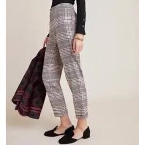New Anthropologie Malcolm Plaid Tapered Trouser Pant High Rise Cuffed Ankle Sz 2